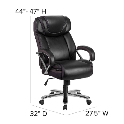 Emma And Oliver 500 Lb. Big & Tall Black LeatherSoft Ergonomic Office Chair With Extra Wide Seat 5 Emma And Oliver 500 Lb. Big & Tall Black LeatherSoft Ergonomic Office Chair With Extra Wide Seat - Image 3
