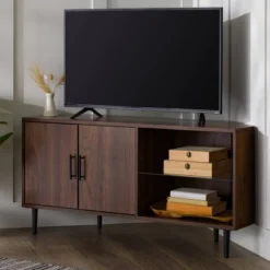 Contemporary Corner TV Stand For TVs Up To 55" Dark Walnut - Saracina Home -Homcom Furniture Shop GUEST ffac103c e71b 46c3 a56d 91ed3cf73330