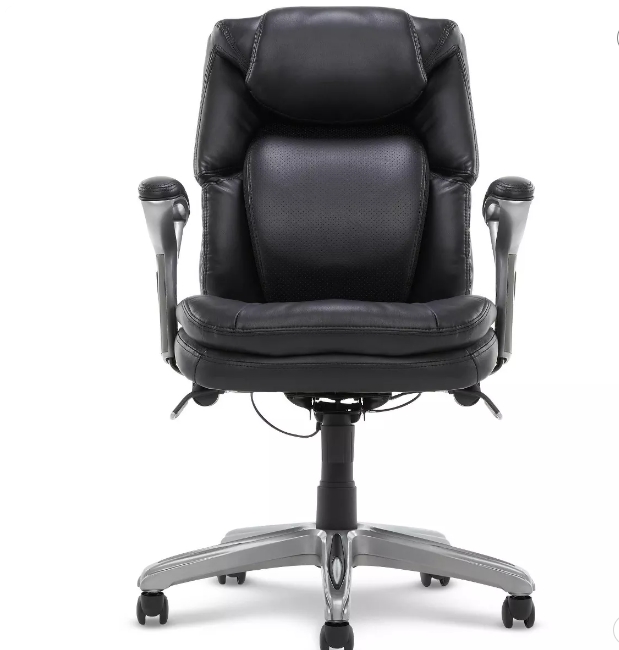 Homcom Furniture Shop -Homcom Furniture Shop AIR Health Wellness Managers Chair Black Leather Serta